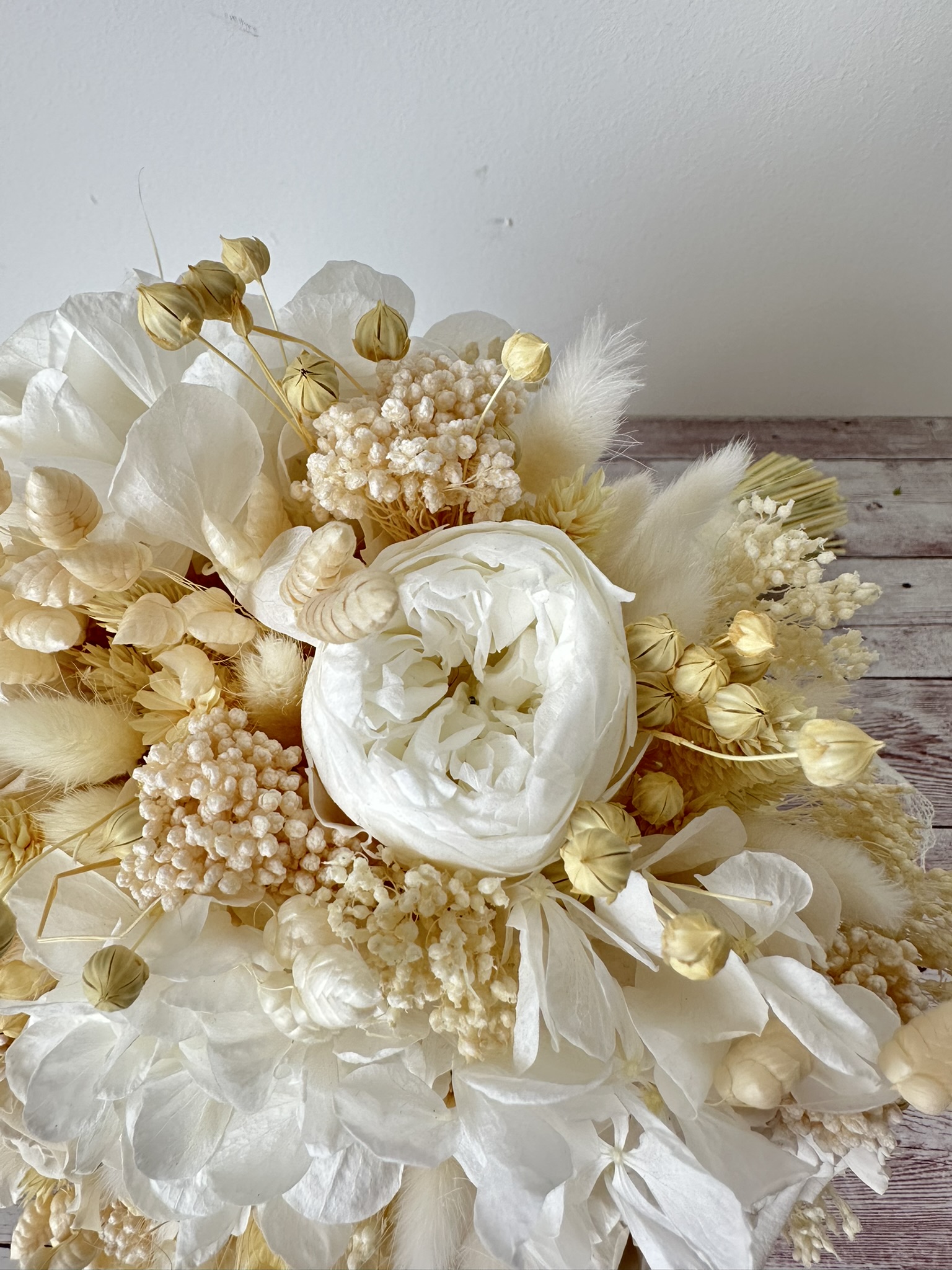 Buchet mireasa plante uscate si flori criogenate ivory - imagine 6