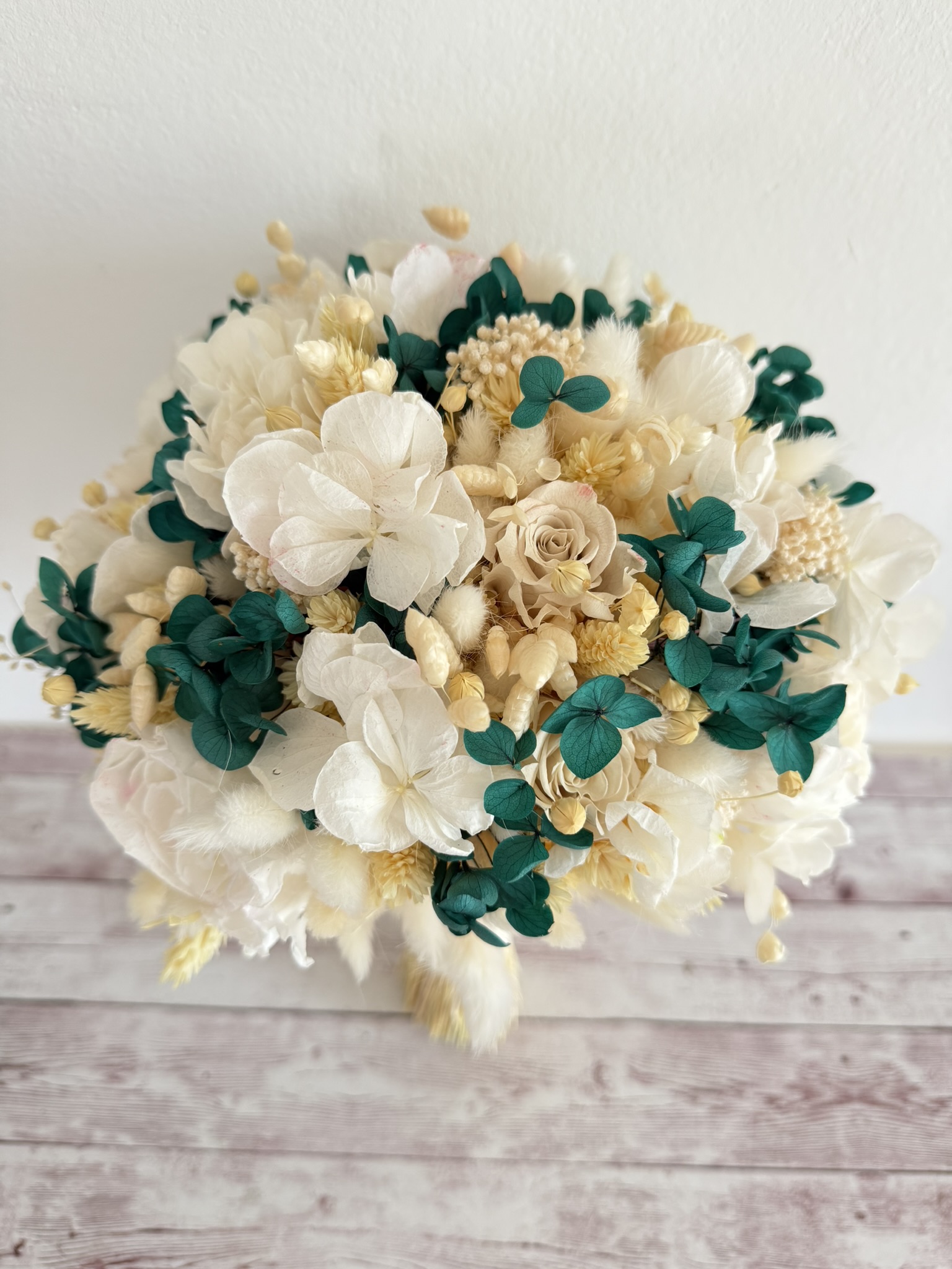 Buchet mireasa alb verde - imagine 5