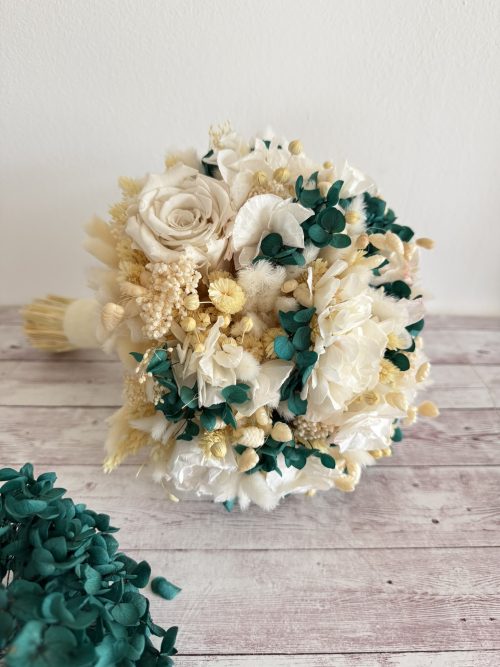 Buchet mireasa alb verde