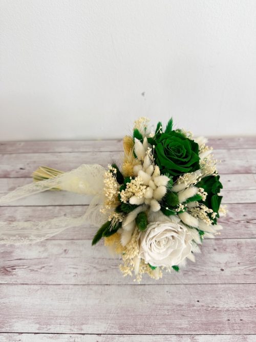 Buchet de mireasa alb verde